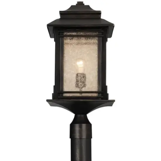 Franklin Iron Works Farmhouse Rustic Mission Outdoor Post Light Fixture Walnut Bronze Dimmable LED 37 1/2" Frosted Cream Glass for Exterior Barn Deck image {5}