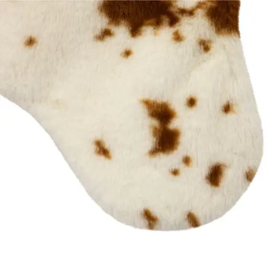 Northlight Plush Cowhide Inspired Christmas Stocking with Pom Poms - 20.5" - Brown image {3}