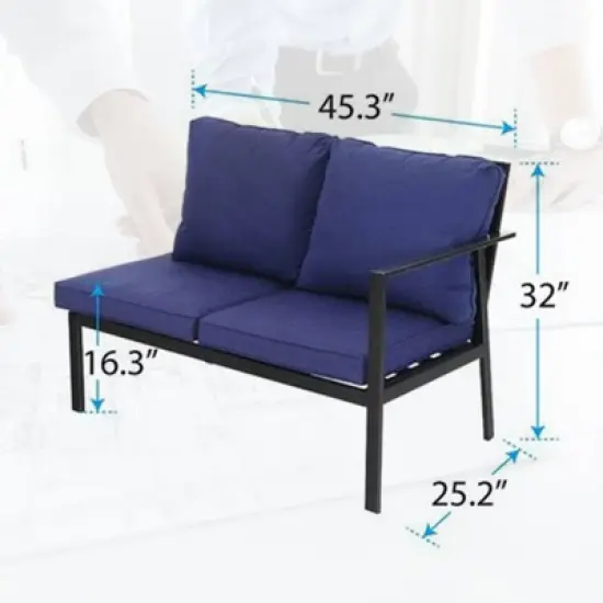 4pc Patio Corner Conversation Set - Blue - Captiva Designs image {6}