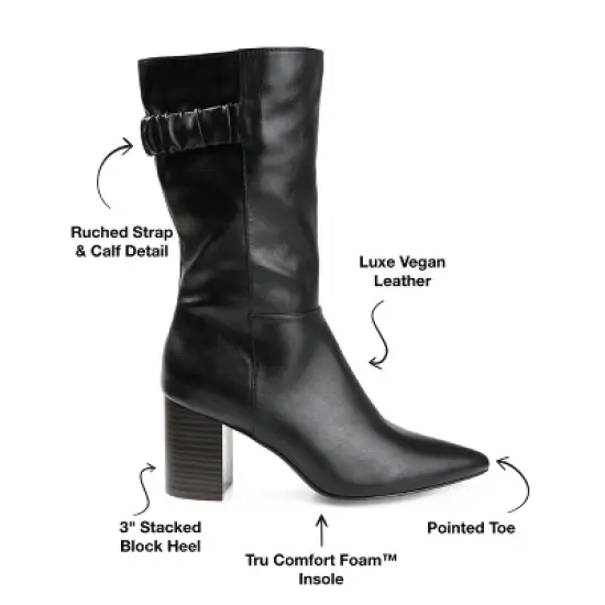 Journee Collection Womens Wilo Tru Comfort Foam Wide Calf Stacked Heel Mid Calf Boots image {7}