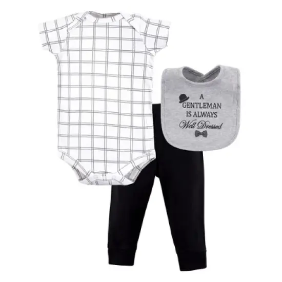 Little Treasure Baby Boy Bodysuit, Pant and Bib, Well Dressed image {1}