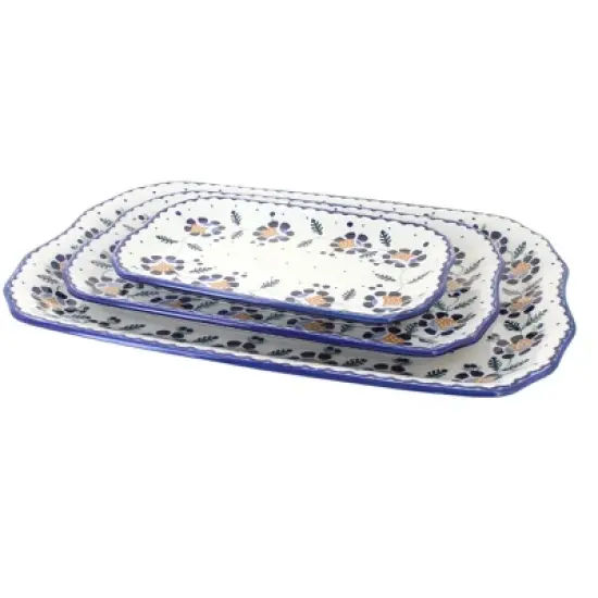 Blue Rose Polish Pottery 6200-Manufaktura 3 Piece Rectangular Serving Dish Set image {2}