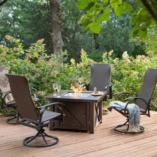 Square Powder Coated Steel Propane Fire Pit - Brown - AZ Patio Heaters image {7}