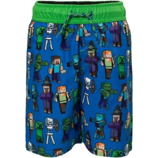 Minecraft Steve Creeper Alex Skeleton Swim Trunks Bathing Suit Toddler to Big Kid image {12}