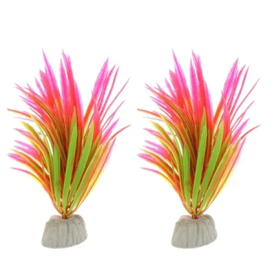 Unique Bargains Aquarium Plastic Plants for Fish Tank Landscape Decoration 5.12" 2 Pcs image {8}