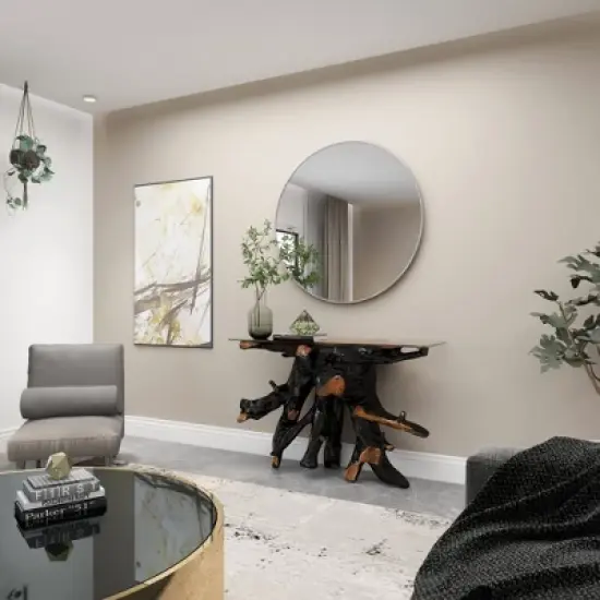 Contemporary Teak Wood Console Table Gold - Olivia & May image {22}