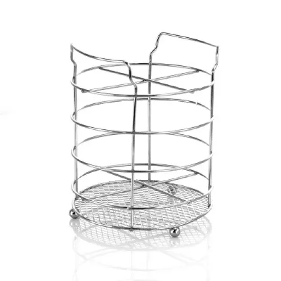 Gibson Sensations II 16 Piece Stainless Steel Flatware Set with Black Handles and Chrome Caddy image {2}