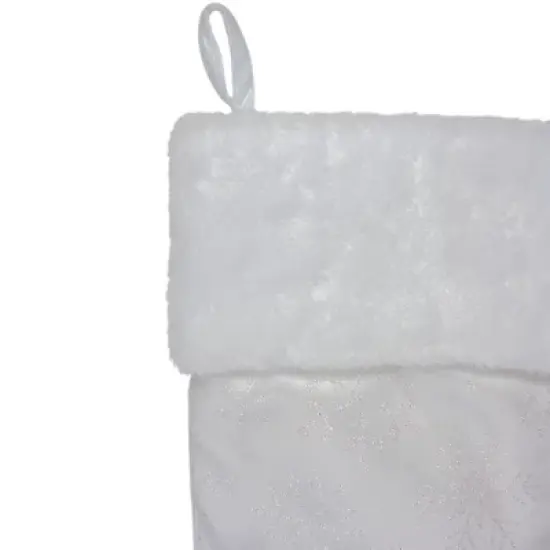 Northlight 20.5" White Iridescent Glittered Snowflake Christmas Stocking image {2}