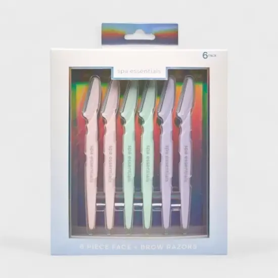 Spa Essentials 6-Pack Face and Brow Razors - Precision Facial Hair Removal and Eyebrow Shaping Tool Set image {7}