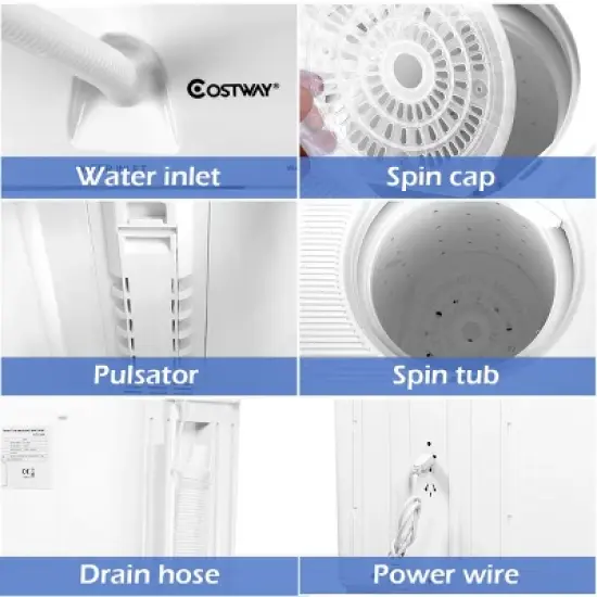 Costway Portable Mini Compact Twin Tub 20lb Washing Machine Washer Spin Dryer image {3}