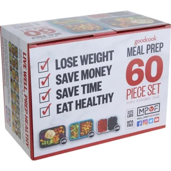 GoodCook Meal Prep Set Food Storage Containers with Lids - 60pc image {7}
