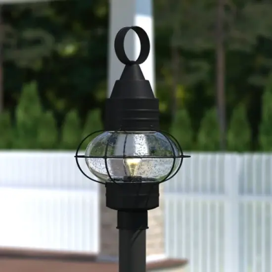 VAXCEL Chatham 1L Black Coastal Outdoor Globe Post Light Clear Glass image {9}