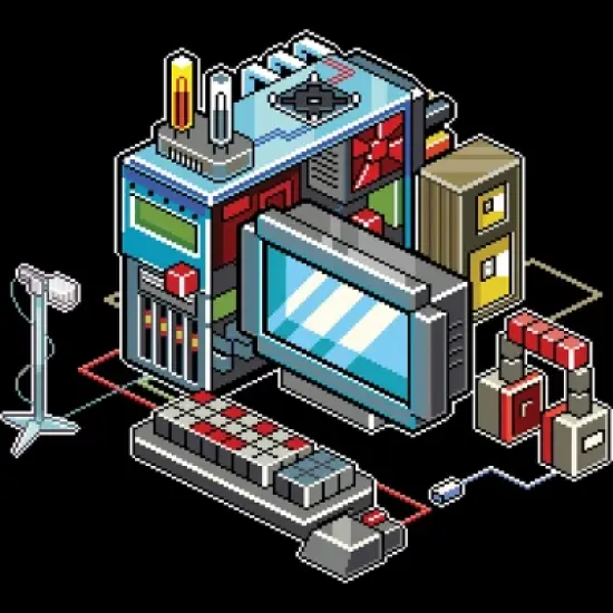 Junior's Design By Humans 8bit computer By raynoa T-Shirt image {1}