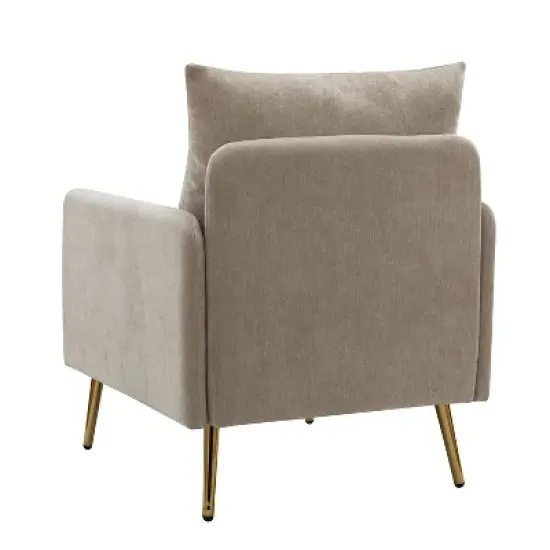 Giovann Wooden Upholstered Accent Chair Comfy Armchair Living Room and Bedroom Armchair with Metal Legs | Karat Home image {3}