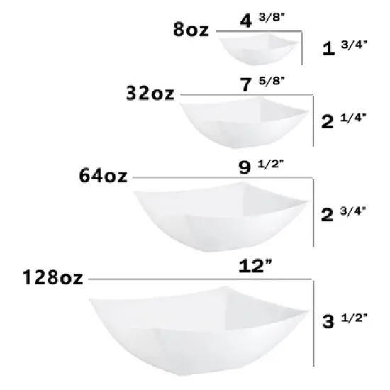 Crown Display White Disposable Serving Bowl Squared Convex Bowl - White Plastic Bowl image {3}