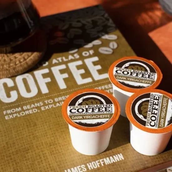 Fresh Roasted Coffee - 48 CT Dark Ethiopian Yirgacheffe Dark Roast Single Serve Pods image {3}