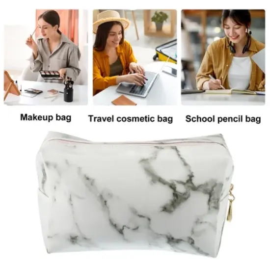 Unique Bargains PU Leather Waterproof Makeup Bag Cosmetic Case Makeup Bag for Women S Size image {1}