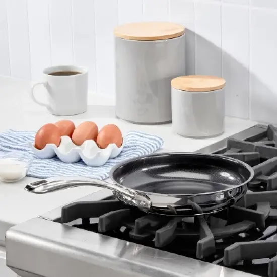 Cuisinart 8" Classic Stainless Ceramic Nonstick Skillet: Dishwasher-Safe, Even-Heating, Induction Compatible image {1}