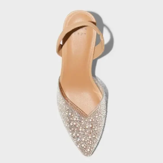 Women's Isabel Embellished Slingback Kitten Heels - A New Day&trade; Clear image {2}