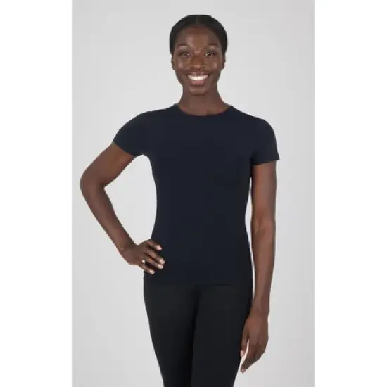 Yogalicious Womens 2 Pack Crew Neck Logan Fitted Short Sleeve Top image {1}