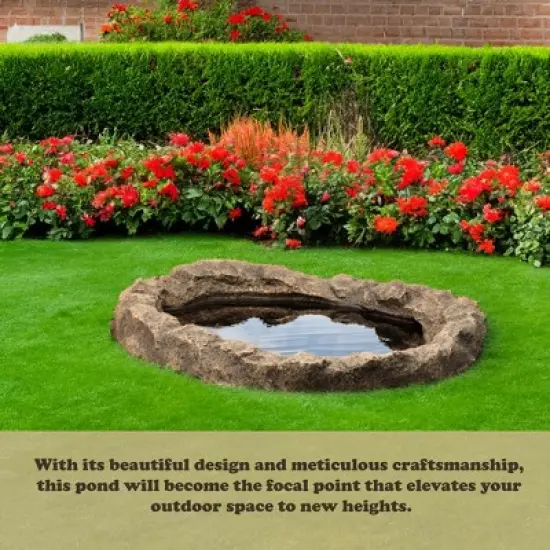 Faux Rock Fiberglass Garden Decorative Water Pond, Sandstone Outdoor Patio Waterfall Pond image {1}