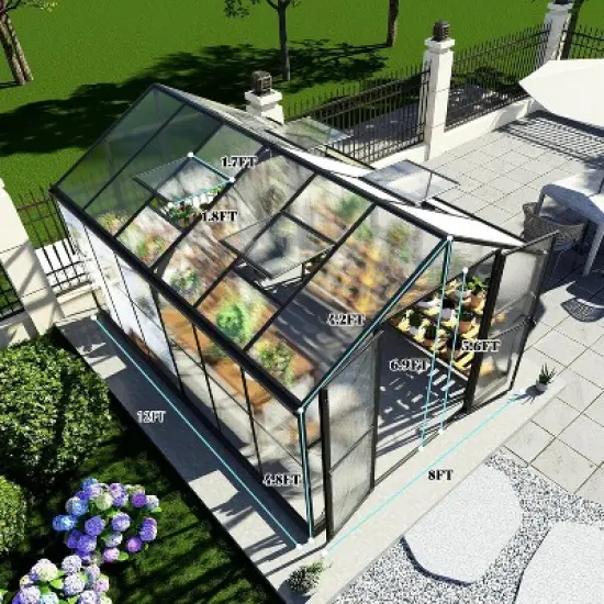 AMERLIFE Polycarbonate Greenhouse, Quick-Connect Frame, 4 Vents, Swing Lock Door image {4}