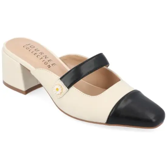 Journee Collection Womens Dalla Slip On Cap Toe Mule Pumps image {10}