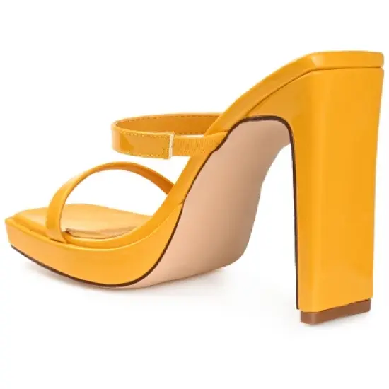 Journee Collection Womens Naivee Tru Comfort Foam Open Square Toe Platform Heel Sandals Orange 8 image {6}