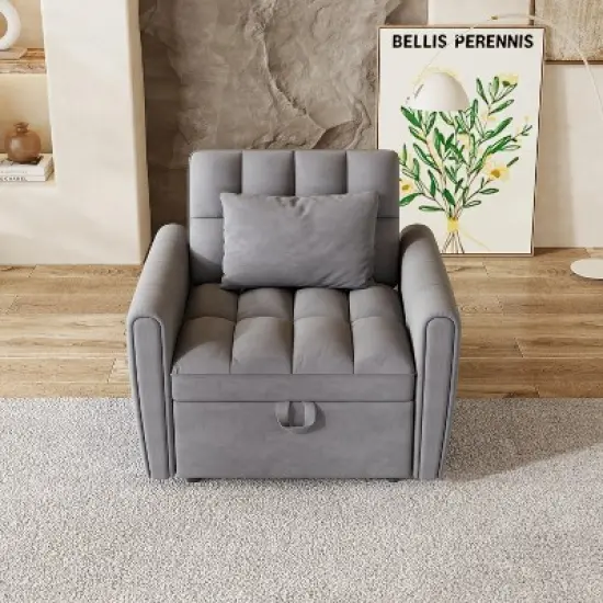 38.2inch foldable large-size sofa bed, modern Polyester single sofa, sofa bed with adjustable backrest, 3 positions and pillows, suitable image {11}