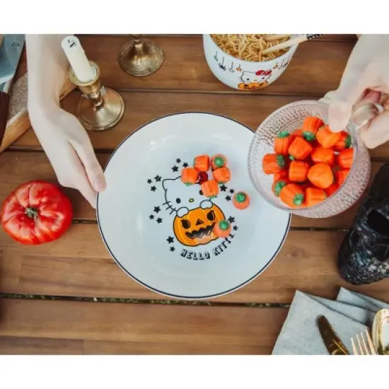 Silver Buffalo Sanrio Hello Kitty Pumpkin Boo 9-Inch Ceramic Coupe Dinner Bowl image {2}