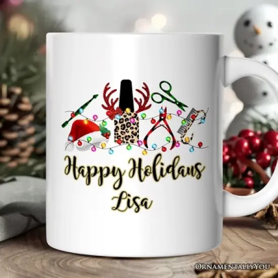 Nail Tech Buffalo Plaid Christmas Mug, Pedicure Gift (Non-Custom Only)| OrnamentallyYou image {3}