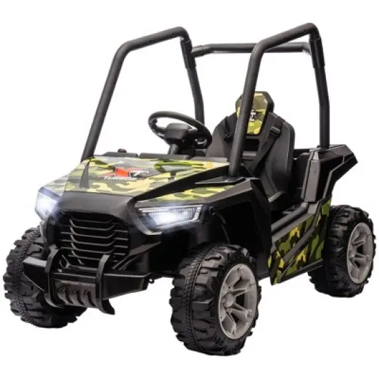 Qaba 12V Kids Electric Car with Parent Remote Control, Spring Suspension, Soft Start, Music, LED Light, Safety Belt, 3 Speed, for 3-6 Years, Green image {3}