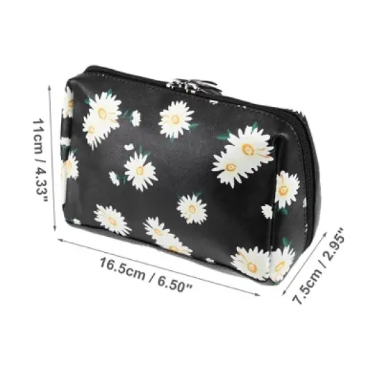 Unique Bargains Women's Floral PVC Portable Small Makeup Bag 1 Pc image {1}