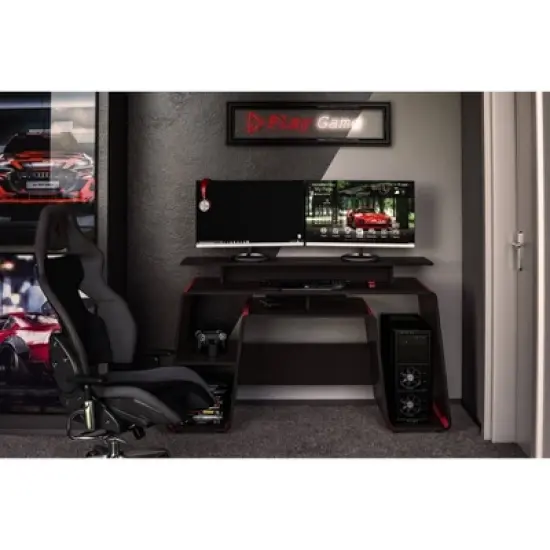 San Diego Gaming Desk Red and Black - Polifurniture image {5}