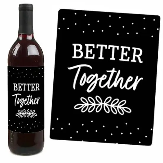 Big Dot of Happiness Mr. and Mrs. - Black and White Wedding or Bridal Shower Decorations for Women and Men - Wine Bottle Label Stickers - Set of 4 image {5}