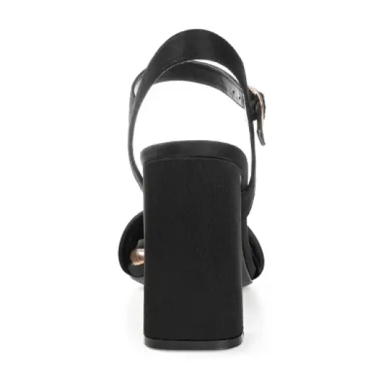 Journee Collection Womens Skiler Tru Comfort Foam Open Square Toe Block Heel Sandals Black 10 image {2}