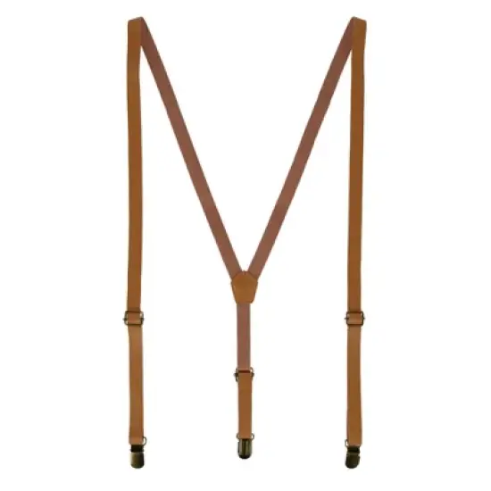 CTM Faux Leather Slim Clip-End Suspenders image {5}