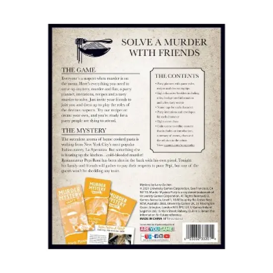 University Games Murder Mystery Party - Pasta Passion and Pistols Board Game image {2}