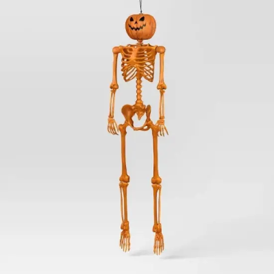 60" Poseable Lifesize Pumpkin Skeleton Halloween Decorative Prop Orange - Hyde and EEK! Boutique&trade; image {1}