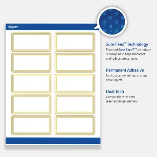 Avery 2" x 4" Labels, Gold Multi-Lined Border, 100 ct image {2}