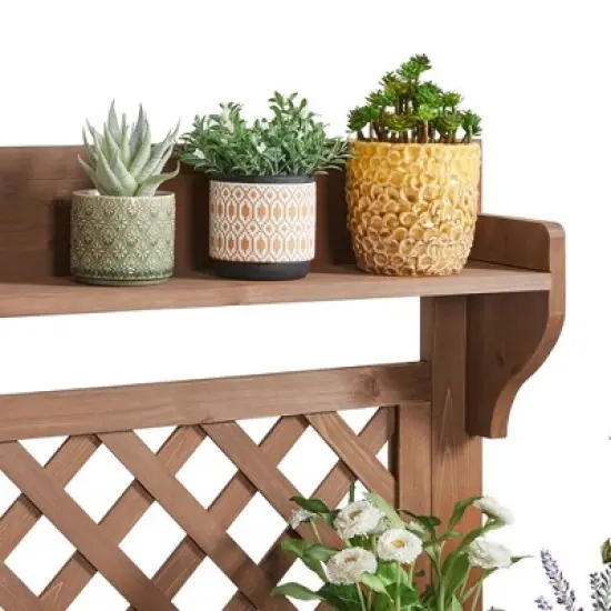 Yaheetech Outdoor Garden Potting Bench Wooden Work Station image {6}