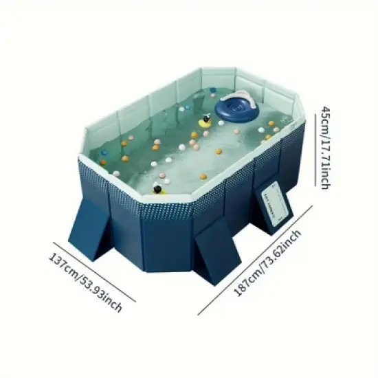 NAYSAYE Above Ground Pool PVC Folding Pool Durable Compact Design for Outdoor Patio Garden Use, Blue, 76.62"*53.93"*17.71" image {4}
