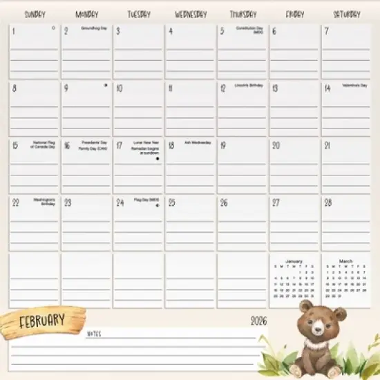 Trends International 2026 Animals 12"x12" Family Calendar image {2}