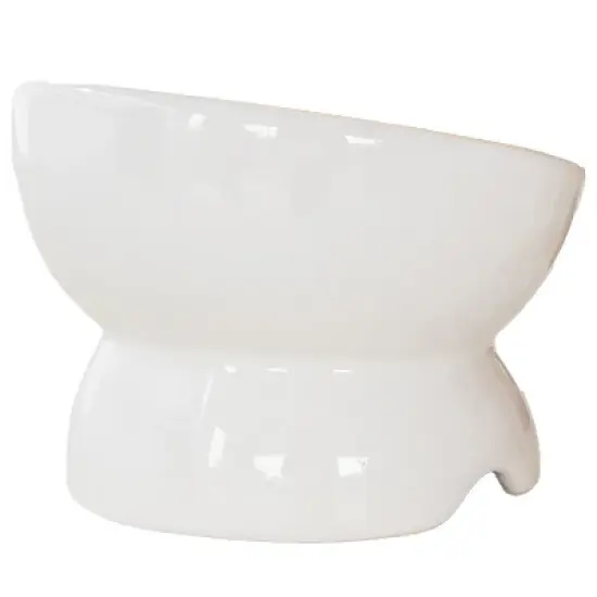 Dexypaws: Elevated Ceramic Bowl For Cats - White - 7oz Capacity image {5}