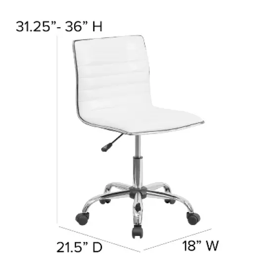 Flash Furniture 48" Wide Black Electric Height Adjustable Standing Desk with Designer Armless White Ribbed Swivel Task Office Chair image {7}