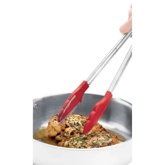 Cuisipro 9.5 Inch Tongs With Teeth, Red image {1}