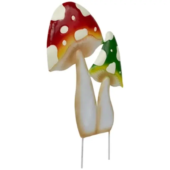 Northlight Double Mushrooms Outdoor Garden Stake - 16" - Red and Green image {3}
