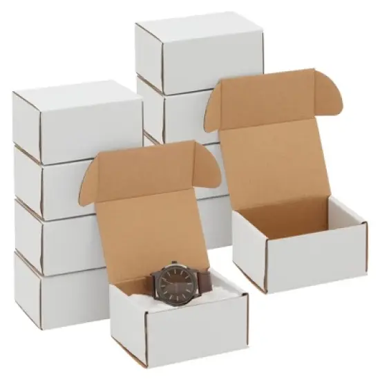 Stockroom Plus 50-Pack White Kraft Corrugated Mailer, Small Shipping Boxes Mailing Box (3 x 4 x 2 in) image {5}
