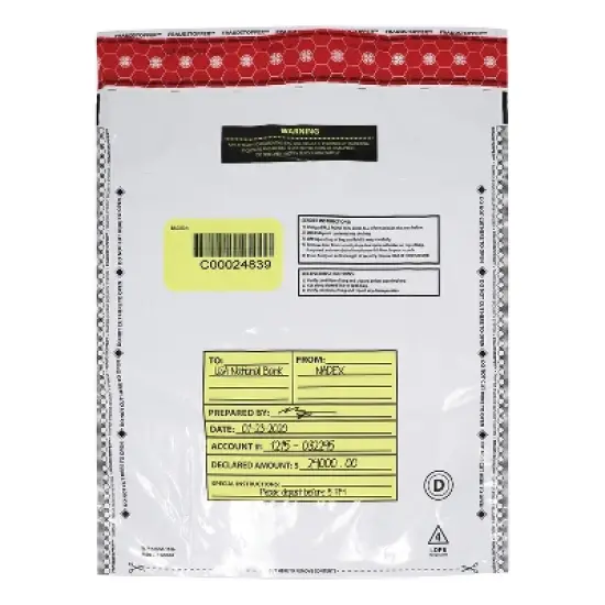 Nadex Coins&trade; 12 In. x 16 In. Opaque Tamper-Evident Cash and Coin Bank Deposit Bags for Fraud Prevention (50 Pack) in White image {4}