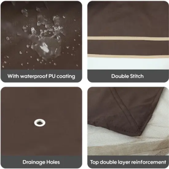 Gulches 10x10 Ft Outdoor Patio Gazebo Replacement Canopy - Double Tiered Roof Top Cover Only (Frame Not Included) - Greatwall Border Design, Brown image {4}